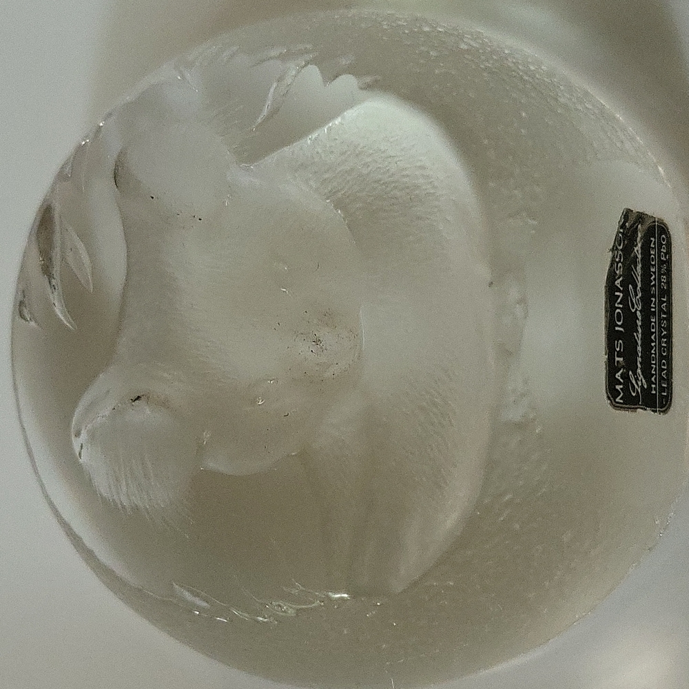 Koala Paperweight Signed by Mats Jonasson Full Lead Crystal Glass